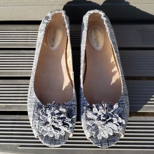 Plaid Flats Shoes w/ Flower Accent by Hush Puppies